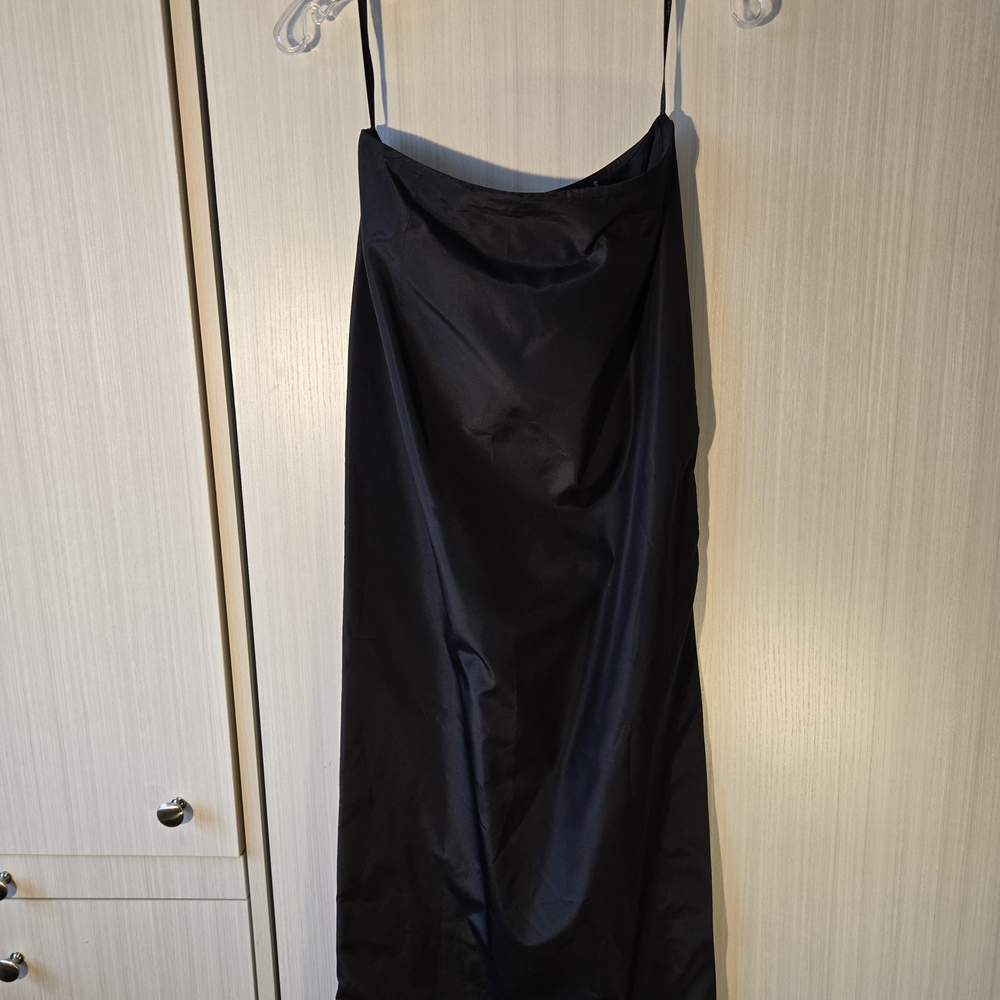 Vintage 1990s Black Satin Slip Skirt